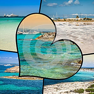 Collage of island Formentera, Spain. Europe