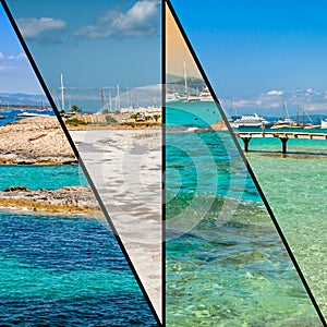 Collage of island Formentera, Spain. Europe