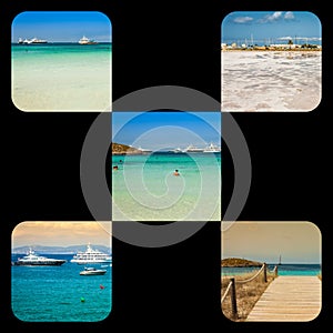 Collage of island Formentera, Spain. Europe
