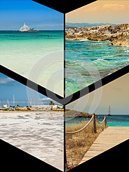 Collage of island Formentera, Spain. Europe