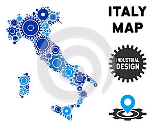 Collage Italy Map of Gears