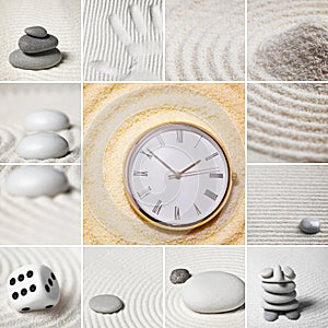 Collage - Japanese garden of stones. Time.