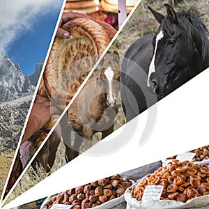 Collage of Kyrgyzstan images - travel background (my photos)