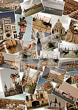 Collage of landmarks in Venice, Italy