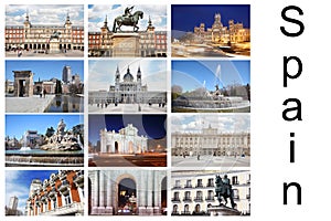 Collage with Madrid photos - Plaza Mayor, Cibeles photo