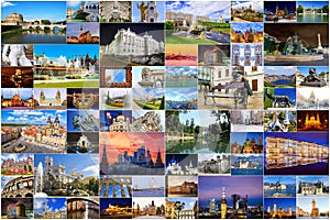 Collage of major Europe attractions.