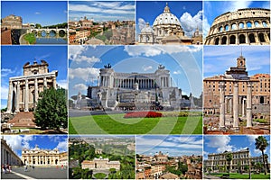 Collage of major Rome attractions.