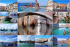 Collage of major Venice attractions.