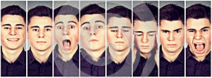 Collage of a man expressing different emotions