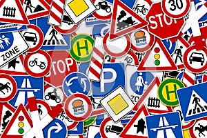 Collage of many road sign illustration