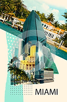 Collage about Miami, Florida, United States of America.