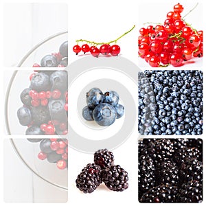 Collage Mix berries. Fruit background.