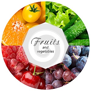 Collage of mixed fruit and vegetable