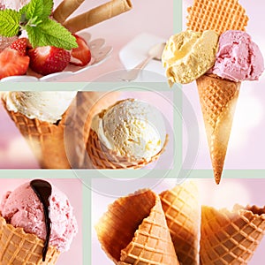 Collage with mixed ice cream