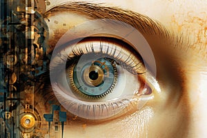 Collage of modern technology and human eye