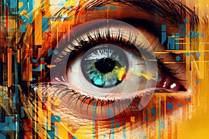 Collage of modern technology and human eye