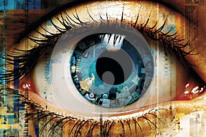 Collage of modern technology and human eye