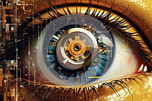 Collage of modern technology and human eye