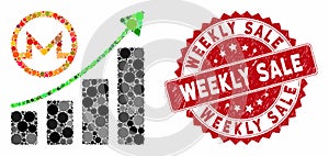 Collage Monero Growing Graph with Grunge Weekly Sale Stamp