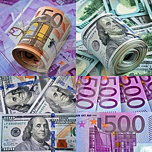 Collage .Money background.