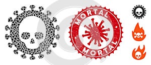 Collage Mortal Virus Icon of Humpy Parts with Coronavirus Scratched Mortal Seal