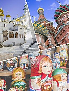 Collage of Moscow (Russia) images - travel background