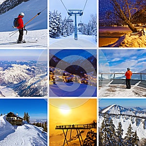 Collage of mountains ski images