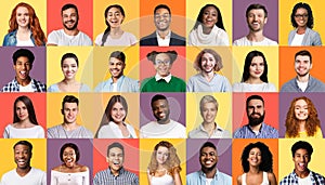 Collage Of Multiracial Successful Millennials People On Colorful Backgrounds