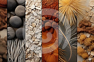 Collage of natural textures Colorful background