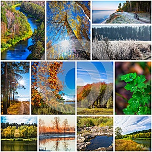 Collage of nature photos of the autumn season