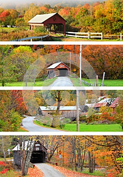 Collage of New England covered bridges