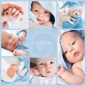 Collage newborn baby's photos