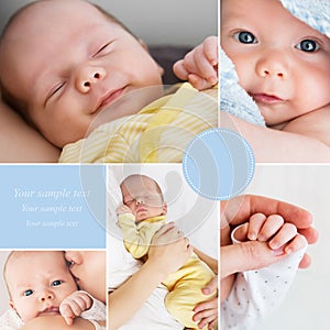 Collage newborn baby's photos