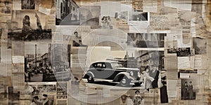 collage of newspaper clippings and images creates a vinta one generative AI