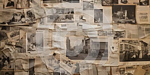 collage of newspaper clippings and images creates a vinta two generative AI photo