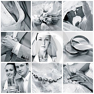 Collage of nine wedding photos