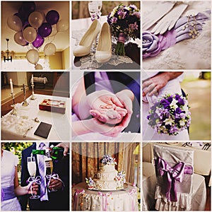 Collage from nine wedding photos