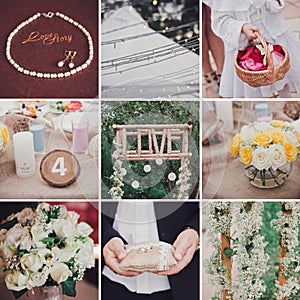 Collage of nine wedding photos