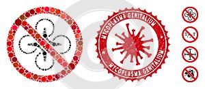 Collage No Fly Drone Icon with Coronavirus Distress Mycoplasma Genitalium Stamp