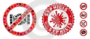 Collage No Handshake Icon with Coronavirus Grunge Syphilis Stamp