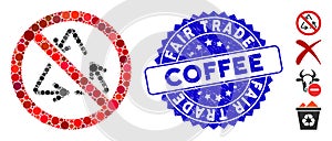 Collage No Recycling Icon with Distress Fair Trade Coffee Seal