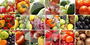 A collage of nutrition images with healthy fruits