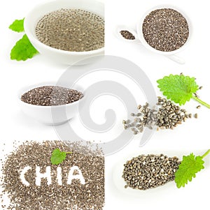 Collage of nutritious chia seeds