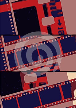 Collage old film strip in lab variations