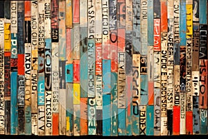 collage of old lettering on a wood surface