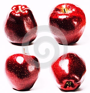 Collage with one red apple isolated on white