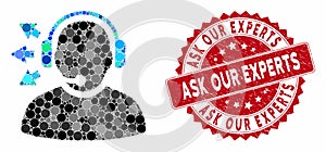 Collage Operator Answer Speech with Distress Ask Our Experts Stamp