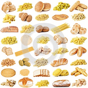 Original italian pasta and bread collage