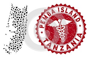 Collage Pemba Island Map with Textured Doctor Seal