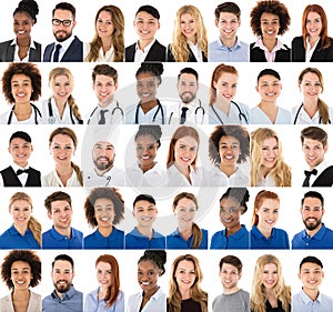 Collage Of People Belonging From Different Professions